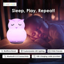 Combined Bluetooth Speaker & Nightlight With 9 Color Emissions, Child Friendly Silicone & BPA Free, USB Recharging, Receives Audio From Computer, Phone Or Tablet, and includes Remote Control (Owl) by TinyTreasures Baby Boutique