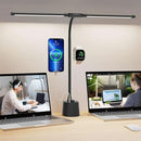 Desk Lamp with Dual Head & 10W Smart Dual USB Charging Port 5 Color Modes Dimmable Reading Light 2600 Lumens 12W Table Lamp for Bedside Office, Adapter Include by CozyNest Decor