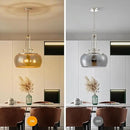 WUZUPS Nickel Chandelier Rustic Farmhouse Industrial Round Ceiling Pendant LED Light Fixture Electroplated Gray Glass Shade for Dining Room Kitchen Island Foyer Entryway, H 20.9" W 15.9", E26 Base by CozyNest Decor