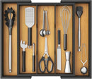Lifewit Utensil Organizer for Kitchen Drawer, Bamboo Cooking Utensil Tray, Expandable Cutlery Silverware Flatware Holder, Adjustable Spatula Tools Gadgets Storage Divider, Large, Natural and Black by CozyNest Decor