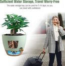 12 inch Large Self Watering Pots, Plastic Planters with 60oZ Removable Deep Reservoir and Multi Mesh Drainage Holes for Indoor Outdoor Garden Plants and Flowers, Green with Brown