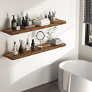 Floating Shelves - 10.23 Inch Deep Wall Shelf for Decor & Storage - Wall Mounted Display Shelving with Invisible Heavy-Duty Metal Bracket - 48" W x 10.23" D x 1.8" H - Set of 1 - Rustic Brown by CozyNest Decor