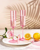 Ciaell 24 Pack Pink Plastic Champagne Flutes - Pink 6 Oz Disposable Champagne Glasses - Square Plastic Toasting Glasses for Party Birthday Anniversary Wedding by CozyNest Decor