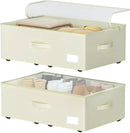 Under Bed Storage with Wheels, No Assemble Required 10 inches height Under Bed Storage bins,Large capacity Rolling Under bed Shoe Storage containers，dorm under bed storage drawers by CozyNest Decor