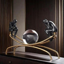 The Thinker Thinking Man Statue with Crystal Ball Sculpture Figurine, Home Office Living Room Desktop Display Decoration by CozyNest Decor