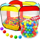 Kids Play Tent with 100 Balls – Extra Large 56″x50″ Pop-Up Ball Pit – Indoor/Outdoor Playhouse with Mesh Windows & Carry Bag by TinyTreasures Baby Boutique
