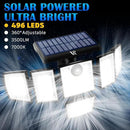 Solar Motion Sensor Flood Lights Outdoor - 496LEDs 3500LM 3 Lighting Modes 3 Levels Brightness, 6 Heads 360° Illumination, IP65 Solar Security Lights,for Porch Yard Patio Garage(2 Packs) by GreenHaven Gardens