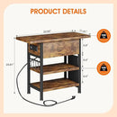 End Table with Charging Station, Flip Top Nightstand with USB Ports and Outlets, Couch Side Table with Fabric Bag and Hooks, Bedside Table for Space Saving, Living Room, Bedroom (Rustic Brown) by CozyNest Decor
