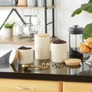 DII Kitchen Accessories Collection, Textured Matte Ceramic Canister Set, Antique White, Vine, 3 Piece by CozyNest Decor