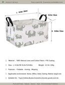 Rectangular Folding Laundry Basket, waterproof Canvas Basket,gift basket,Suitable for children's room,Office,Clothes,Toys Storage (Grey Elephant) by TinyTreasures Baby Boutique