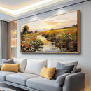 PHAOHUAXM Large Canvas Wall Art For Living Room Wall Decor For Bedroom Watercolour Painting Office Decoration Countryside Sunrise Scenery Wall Picture Home Decor Ready To Hang 30x60 In Wood Framed by CozyNest Decor
