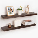 RICHFOCUS Live Edge Elm Floating Shelves - 36" W x 9.3" D Rustic Solid Wood Wall Shelves with Invisible Bracket, Wall-Mounted for Living Room, Bedroom, Kitchen Storage & Display, Set of 2, Walnut by CozyNest Decor