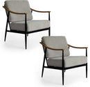 Modern Accent Chairs Set of 2 for Living Room Bedroom Mid Century Arm Chairs Upholstered Office Accent Chairs Comfy Waiting Room Chairs with Metal Frame, Grey by CozyNest Decor
