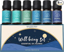 Well-Being Essential Blends Oils Set, Aromatherapy Oils Gift Set for Diffusers Home, Fragrance Oil Scent for Candle Soap Making - Happy, Calm Mind, De-Stress, Relax, Focus, Sweet Dreams by CozyNest Decor
