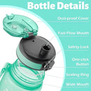 OLDLEY 25 oz Motivational Water Bottle, Sports Water Bottle with Strap, Leakproof BPA Free Large Water Bottles for School, Gym, Travel, Outdoor, Tritan, Green&Pink by CozyNest Decor