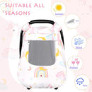 Baby Carseat Cover Girls, Pea Pod Unicorn Infant Car Seat Covers Canopy for Newborn with 2 Layers Windows of Breathable Mesh/Fabric, Lightweight Polyester/Minky Dot Backing, Snug Fit by TinyTreasures Baby Boutique