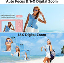 Digital Camera, FHD 4K 44MP Digital Camera, 16X Digital Zoom, Digital Point and Shoot Camera with 3-LED Fill Lights, 64GB SD Card, Compact Camera for Kids Teen Boys Girls, Pink by TinyTreasures Baby Boutique