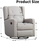 Swivel Rocker Recliner Chair, Nursery Glider Chair, Nursery Rocking Chairs, Manual Reclining Chair, Grey by TinyTreasures Baby Boutique