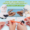 Crochet Kit for Beginners, Crochet Starter Kit with Step-by-Step Video Tutorials, Amigurumi Crochet DIY Knitting Supplies for Adults Kids, 3-Pack Little Lambs (40%+ Yarn) by TinyTreasures Baby Boutique
