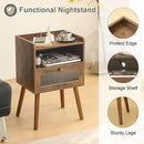 AWASEN Mid Century Night Stand with Charging Station, Wood Bedside Table with Glass Drawer, Small Modern Nightstand End Side Table with 2 Tiers Storage for Bedroom, Office(Rustic Brown) by CozyNest Decor