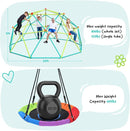Hapfan 10 ft Climbing Dome Swing Set with Saucer Swing, Jungle Gym for Kids Outdoor Backyard, Supports 800lbs, Easy Asssembly, Rust-Resistant Outdoor Playset for Ages 3-8 8-12 by TinyTreasures Baby Boutique