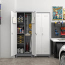 Locking Cabinet,Metal Storage Cabinet with Doors and Shelves,Broom Closet Storage Cabinets for Bedroom,Home Office,Grey-White by CozyNest Decor