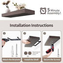 LaVie Home Floating Shelves, 24 Inch Wall Shelf Set of 2, Hanging Shelf with Invisible Brackets, Wall Decor for Bathroom, Bedroom, Living Room, Kitchen Storage, Rustic Brown