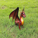 Decorative Red Dragon Figurine, Crackle The Dragon Statue, Patio Garden Porch Courtyard Decor by CozyNest Decor