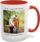 Personalized Coffee Mug – Custom Photo, Text, or Logo Ceramic Mug Tea Cup | Taza Personalizada with Picture or Message | Customized Gift Idea for Men & Women, Mom, Dad, Friends - White/Red | 15oz by TinyTreasures Baby Boutique