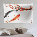 Japanese Koi Fish Tapestry, Cherry Blossoms Asian Oriental Flower Branch Koi Fish Carp Tapestries Wall Hanging for Bedroom Living Room Office Decor 60"x40" by CozyNest Decor