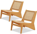 Rattan Chair 2Pcs, Mid Century Modern Accent Chair, Leisurely Reading Chair for Living Room（Wood） by CozyNest Decor
