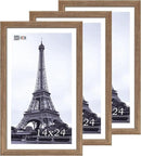 VCK 14x24 Frame Set of 3 - Brown Walnut, Natural Textured Solid Wood Picture Poster Frame, Wall Gallery Frame by CozyNest Decor