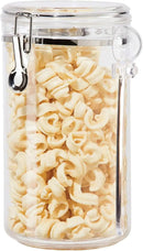 Oggi Clear Canister Airtight 72oz - Clamp Lid & Spoon - Airtight Food Storage Container, for Kitchen & Pantry Storage of Bulk, Dry Foods, Pasta, Flour, Sugar, Coffee, Rice, Tea, Spices & Herbs by CozyNest Decor