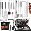 Yoehka BBQ Grilling Accessories Set, 34Pcs Heavy Duty Grill Tools for Outdoor Camping, Grilling Gifts for Men Dad, Stainless Steel Barbecue Utensils Kit with Mats and Glove in Carrying Bag, Silver by GreenHaven Gardens