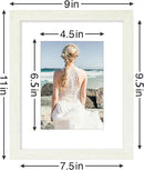 Vittanly 8x10 Picture Frames Set of 9, Shatter Resistant Plexiglass, Display 5x7 Pictures with Mat or 8x10 without Mat, Photo Frames for Wall or Tabletop, Engineered Wood, Whitemist by CozyNest Decor