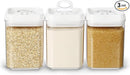 Felli Flip Tite Food Storage Containers With Lid 5" LARGE Airtight Ring Lock Flip Top, Square Acrylic Canister Jar for Rice Sugar Flour Protein Powder, Kitchen Pantry Organizer, Gift Set (1.8qt) by TinyTreasures Baby Boutique