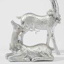 DN DECONATION Christmas Reindeer Figurines, Winter Deer Small Statues Decor, Silver Decorative Reindeer Sculptures, Resin Xmas Holiday Home Décor Accents for Office Living Room & Bedroom 2PCS by CozyNest Decor