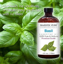 Majestic Pure Basil Essential Oil with Glass Dropper - Huge 4 Fl Oz - 100% Pure and Natural Basil Oil - Premium Grade Essential Oils for Diffuser, Aromatherapy, Soap and Candle Making by CozyNest Decor