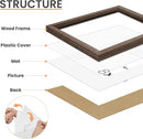 upsimples 8x10 Picture Frame, Natural Solid Wooden Picture Frames, Display 5x7 with Mat or 8 x 10 Without Mat, Wall or Tabletop, 1 Pack, Brown by CozyNest Decor