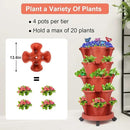 Vertical Planter, 5 Tier Stackable Strawberry Planter with Garden Tool Set, Movable Indoor/Outdoor Garden Herb Pot for Growing Vegetables and Succulents, Red by GreenHaven Gardens