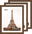 VCK 16x20 Picture Frames for Wall 3 Pack, Brown Wood Poster Frame with Exclusive Wood Grain, Wall Mounting Hanging by CozyNest Decor