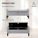 Storage Ottoman Bench, Velvet Upholstered Footstool for Bedroom and Living Room, Tufted Seat with Storage, Wooden Legs & Metal Rivets, Grey by CozyNest Decor