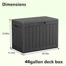 Vixzen 46 Gallon Resin Deck Box, Lockable Outdoor Storage Box for Patio Cushions Storage Furniture,Garden Tools, Pool Supplies, Weatherproof and UV Resistant,Black by CozyNest Decor