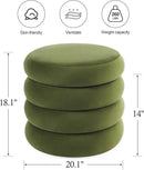 ONEVOG Round Storage Ottoman, 20" Small Ottomans Table with Removable Lid, Velvet Fabric Soft Footrest Stool for Couch, Upholstered Stuffed Circle Seat for Livingroom/Bedroom/Dorm/Vanity, Olive Green by CozyNest Decor