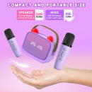 Mgaolo Upgraded Mini Karaoke Machine Toy for Kids, Portable Bluetooth Speaker with 2 Wireless Mics, Emoji & Colorful LED Lights, Home Travel & Party Play Gifts for Boys Girls (Purple) by TinyTreasures Baby Boutique