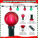 G40 LED Outdoor Christmas String Lights 50FT Hanging Globe String Lights with 27 LED Shatterproof Frosted Red Green Lights(2 Spare), Waterproof Patio String Lights for Balcony Backyard Pergola Decor by GreenHaven Gardens