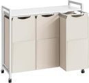 HOOBRO Laundry Sorter 3 Section, Laundry Hamper with Wheels, 3 × 11.5 Gal (43.4L), Rolling Laundry Basket, Pull-Out and Removable Oxford Fabric Bags, White WG76XY01 by CozyNest Decor