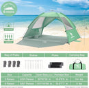 CAMEL CROWN Beach Tent UPF 50+ Sun Shelter for 2/3/5/6 Person, Lightweight Portable Sun Shade with Sand Anchor, Family Beach Day & Outdoor Adventures by TinyTreasures Baby Boutique