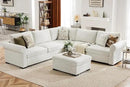 L Shaped Sectional Sofa with Ottoman,Rolled Armrest,Modern Sectional Modular Couch for Living Room,Breathable Linen Fabric Corner Couch with 7 Seats for Apartment,Removable Sofa Cushion,Ivory by CozyNest Decor