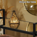 VINGLI Wicker Outdoor Bar Cart with Storage and Wheels, Outdoor Bar Table Serving Cart Rattan Bar Cart with Glass Top and Shelf for Pool, Party, Backyard, Porch (Brown) by CozyNest Decor